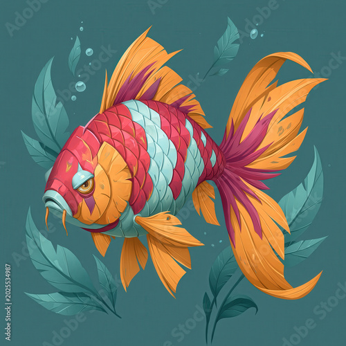 Colorful Tropical Fish with Vibrant Rainbow Scales Isolated on White Background