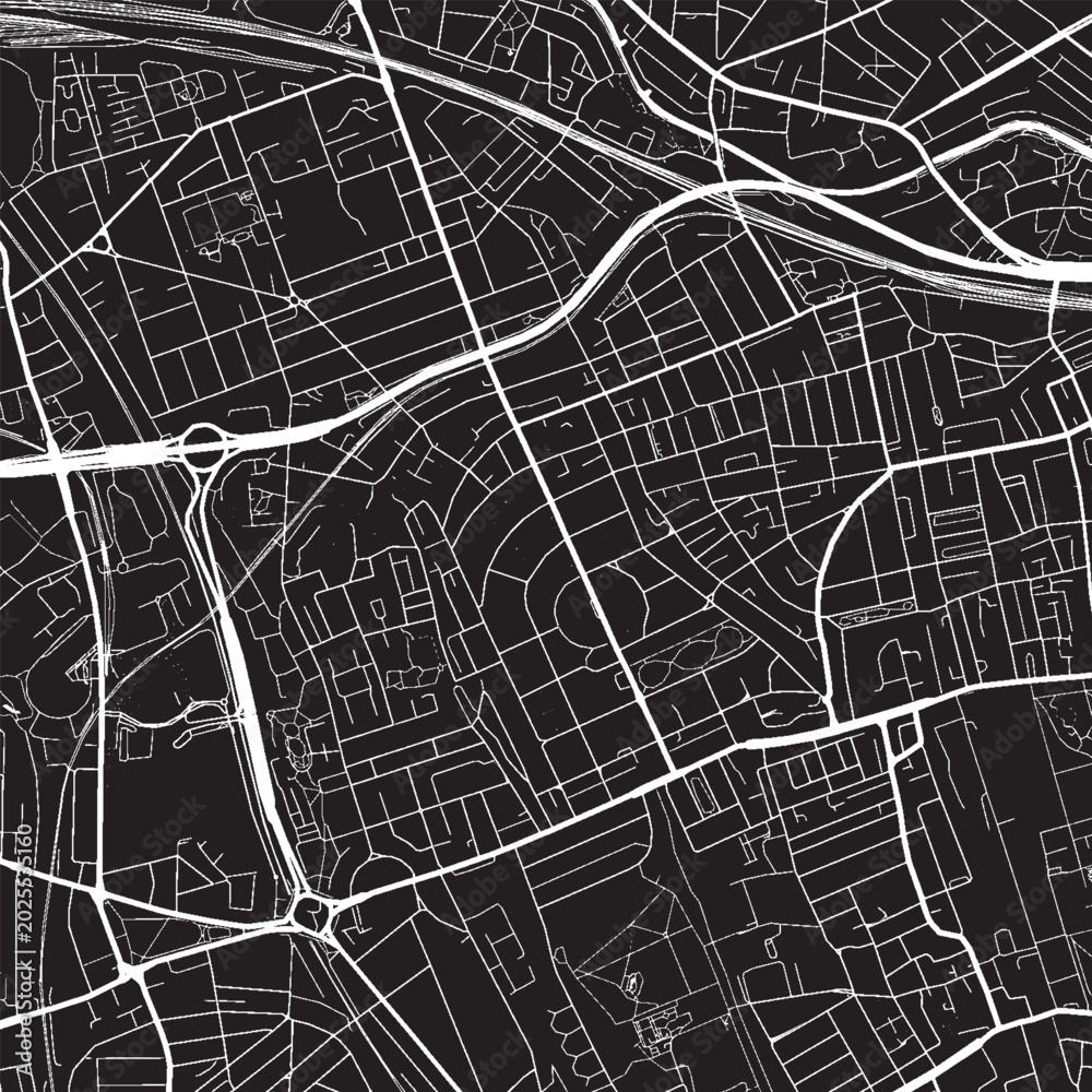 Fototapeta premium Notting Hill London UK Vector Map, Detailed District Street Map Black and White Minimalist Line Art