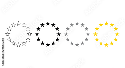 european union flag variations circle of stars in different colors