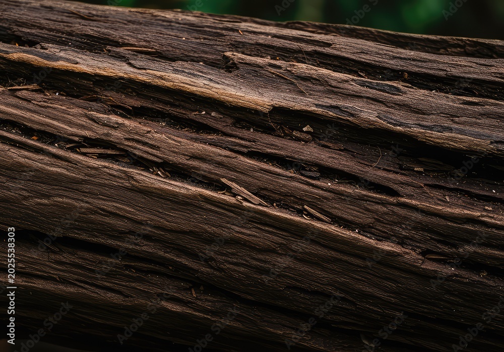 Fototapeta premium Gnarled and rugged wood texture captured in the dense, tropical rainforest. Deep grooves and ancient fibers reveal the raw power of nature ,timber ,rustic ,ecology