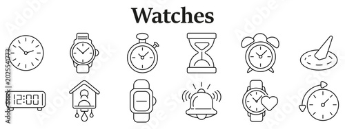 Billede på lærred Watches set icon