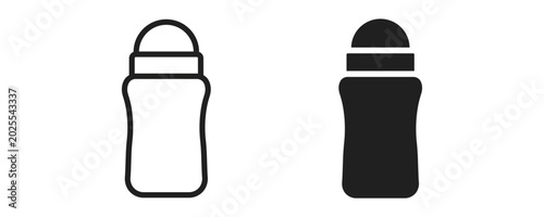 Foto Roll-on deodorant bottle icon in outline and solid silhouette style
