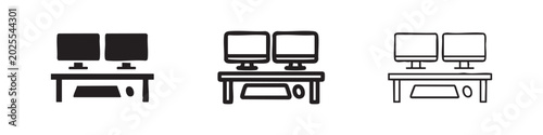 Tableau sur toile Office Workstation Computer Desk Setup Icon Set
