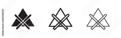 Tableau sur toile Set of three detective icons: solid black, outline, and transparent