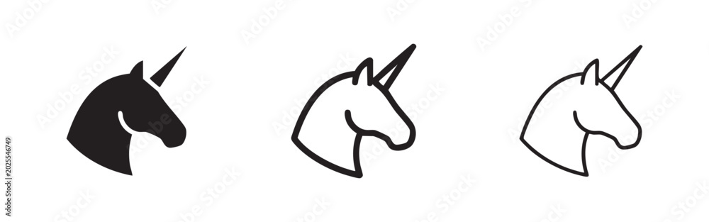 Obraz premium Unicorn Head Fantasy Mythology Icons Collection