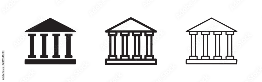 Obraz premium Ancient Temple Column and Court Building Icons