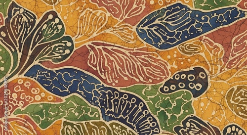 Batik Fabric Colorful Seamless Organic Pattern