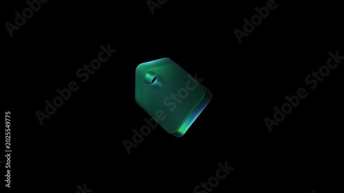Rotating price tag symbol animation on black background