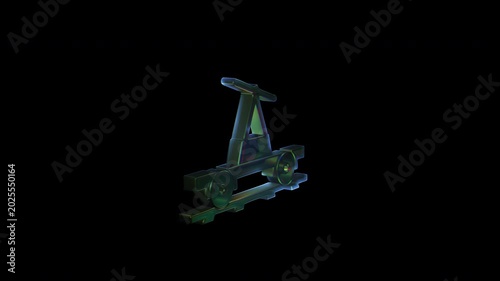 Handcar railway trolley symbol rotating on black background