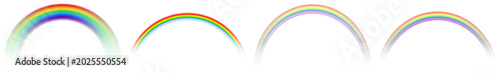 Four colorful rainbow arcs isolated on transparent background