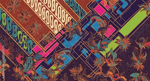 Batik Pattern Floral Motifs Decorative Artwork