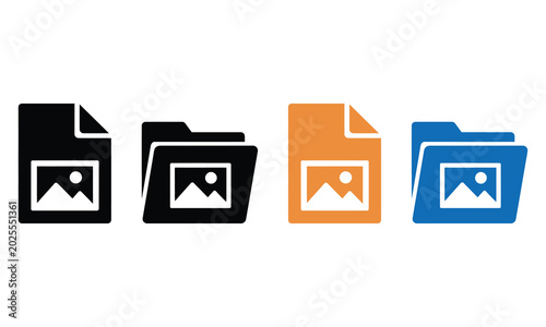 Bild auf Leinwand Flat design folder icons with mountain image preview