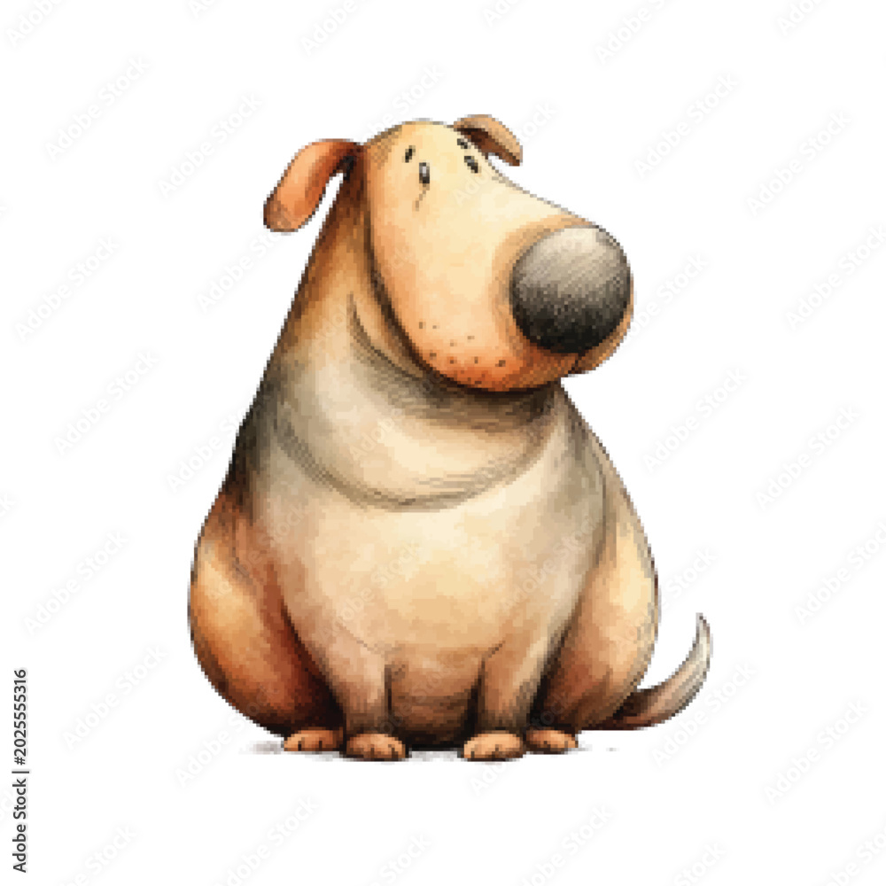 Obraz premium Cute Cartoon Bulldog Sitting Down.