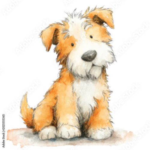Tableau sur toile Cute Dog Sitting on Floor.