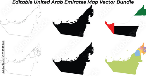Cuadro en lienzo United arab emirates map bundle with flag and regions