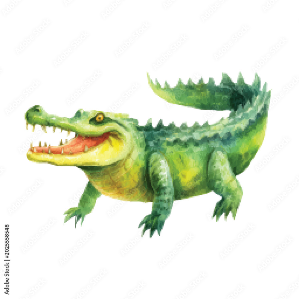 Fototapeta premium Green Crocodile with Open Mouth.