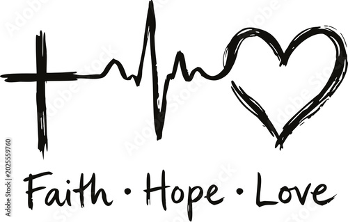 Faith Hope Love Christian Heartbeat Artwork