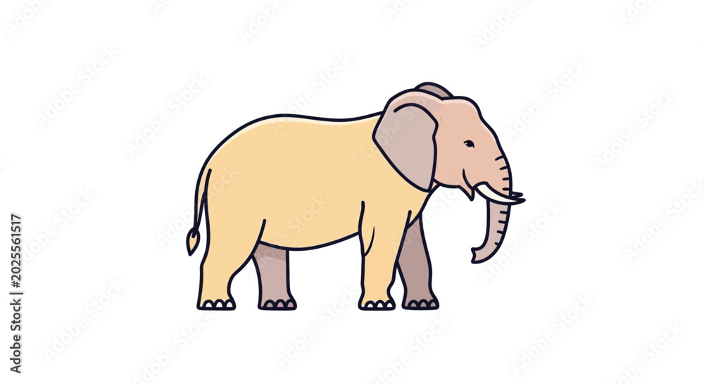 Fototapeta premium Cartoon elephant standing on ground.