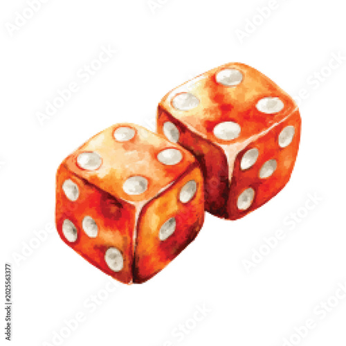 Two Red Plastic Dice Objects.