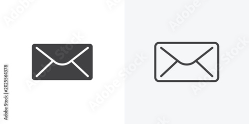 Envelope icon vector sign symbol isolated on white. Stroke and clipart style