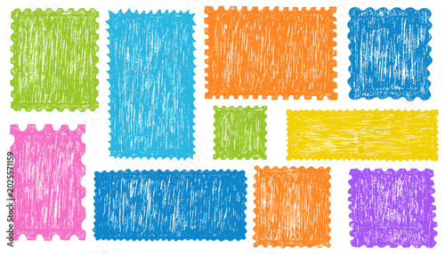 Εκτύπωση καμβά Crayon postage stamp frames