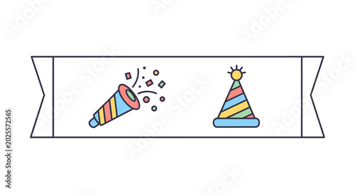 Cuadro en lienzo Colorful Party Horn and Hat.