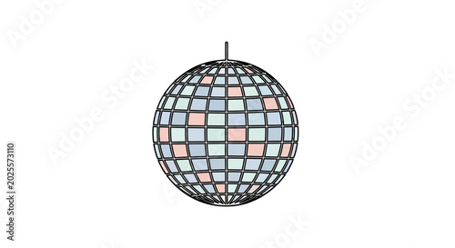 Fotografía Disco ball with colorful mirrored tiles.