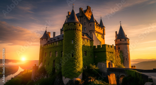 Naklejka Large Medieval Stone Castle Structure.