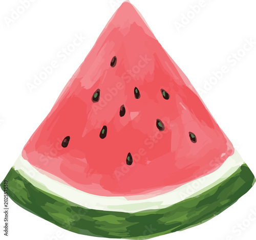 Watercolor Slice of Watermelon Fresh Summer Fruit