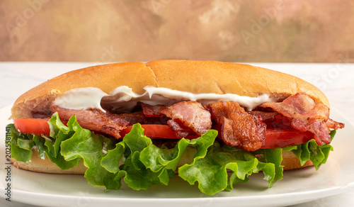 Schilderij op canvas bacon lettuce tomato with mayonnaise  sub