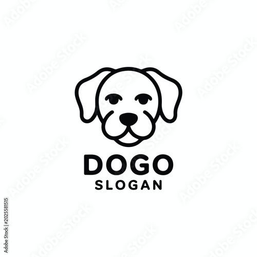 Minimalist vector illustration featuring a clean line art dog head logo design perfect for branding a pet shop or veterinary clinic with modern professional style