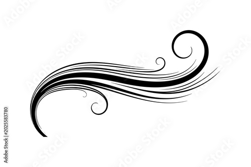 Elegant swirling line, abstract wave, black vector swirl, decorative flourish