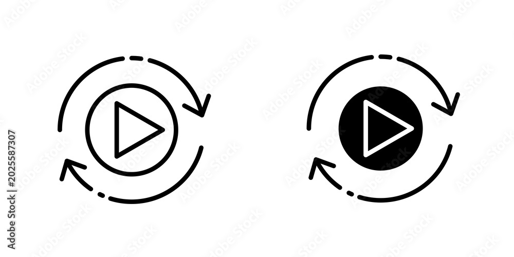 Fototapeta premium Playback icon on white background, editable stroke svg 10