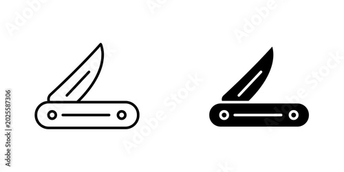 Bild auf Leinwand Pocket knife icon on white background, editable stroke svg 10