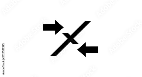 Foto Crossing arrows icon black silhouette on white background