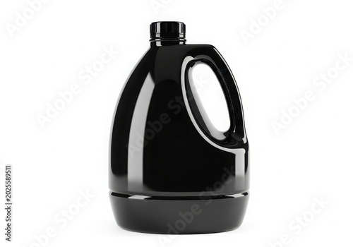 Black plastic jug with handle and cap
