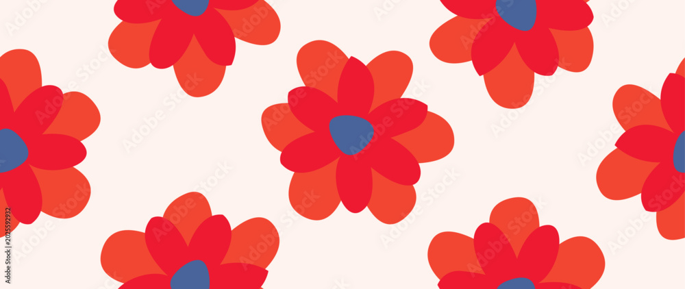 Naklejka premium Minimalist abstract floral pattern. Vector seamless background. Modern illustration. Perfect for textile design, screensavers, covers, cards, invitations and posters.