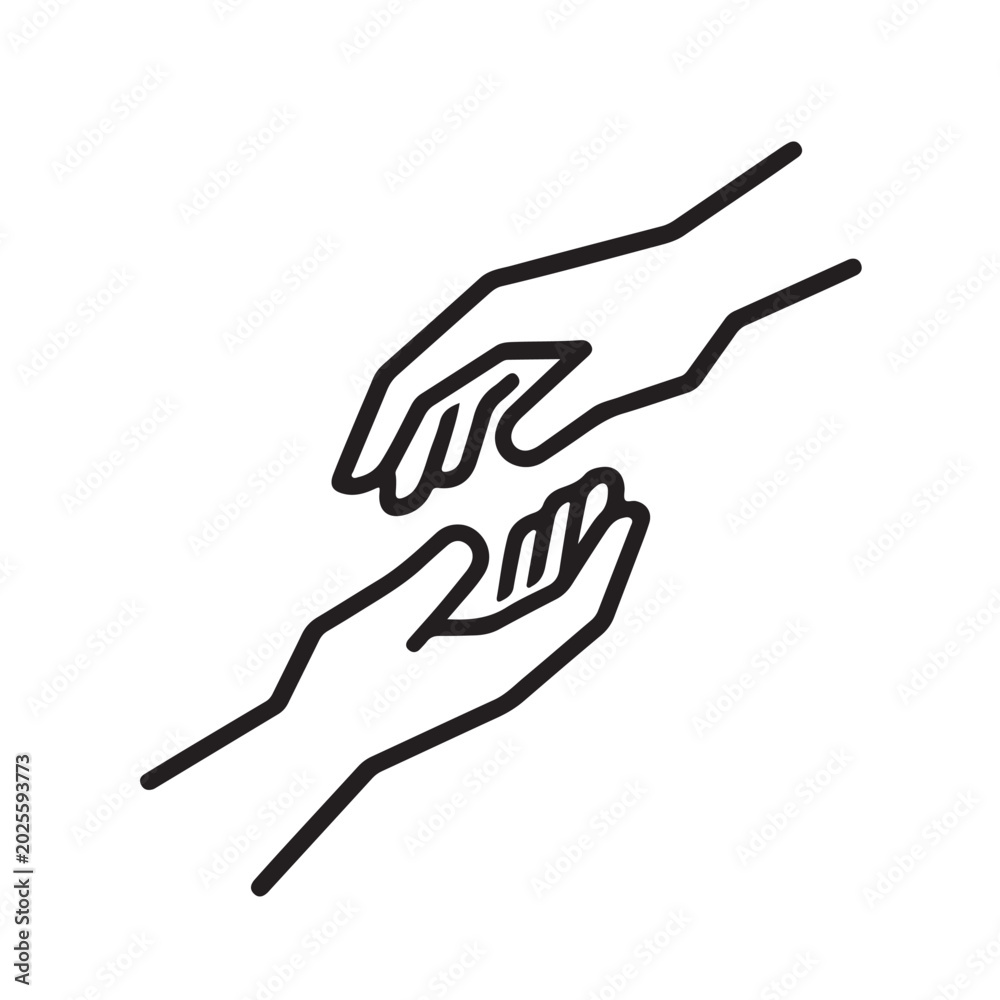 Obraz premium Minimalist Geometric Helping Hands Icon