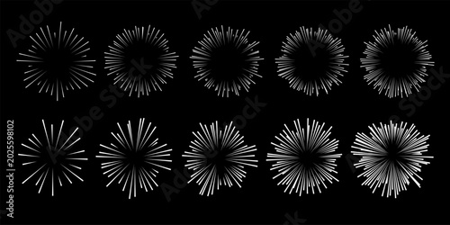 Tableau sur toile Round sunburst, line radial exploding frame icon set