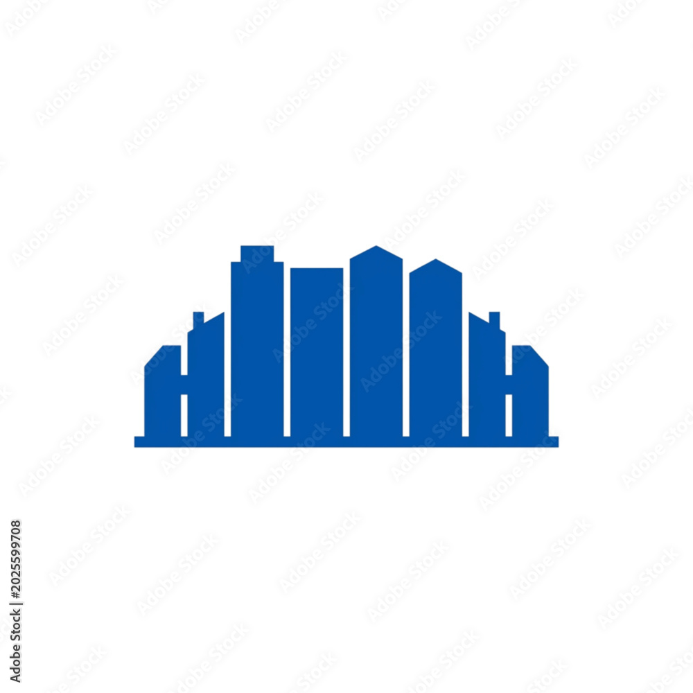 Fototapeta premium Minimalist Urban Skyline Composing Modular High Rise Blocks for Real Estate Promotion