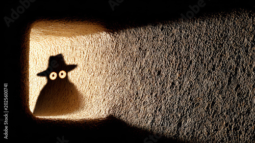 Ghost shadow in the bedroom - nightmare, sleep paralysis concept