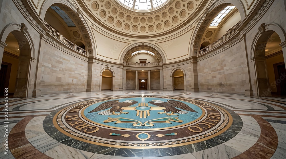 Fototapeta premium New Mexico State Capitol Rotunda with Great Seal Interior