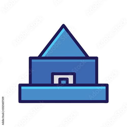 Minimalist blue house icon vector illustration.