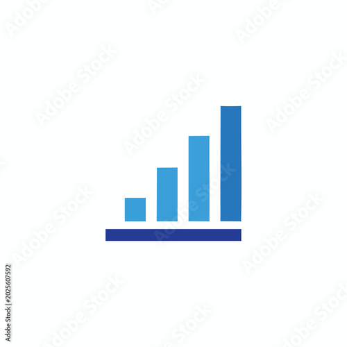 Minimalist blue bar graph icon showing upward growth trend.