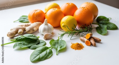 Fresh immune boosting ingredients with citrus, ginger and turmeric.