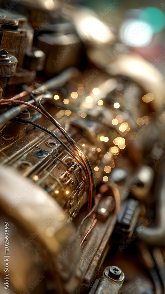Fototapeta premium Engine Wiring Close-up