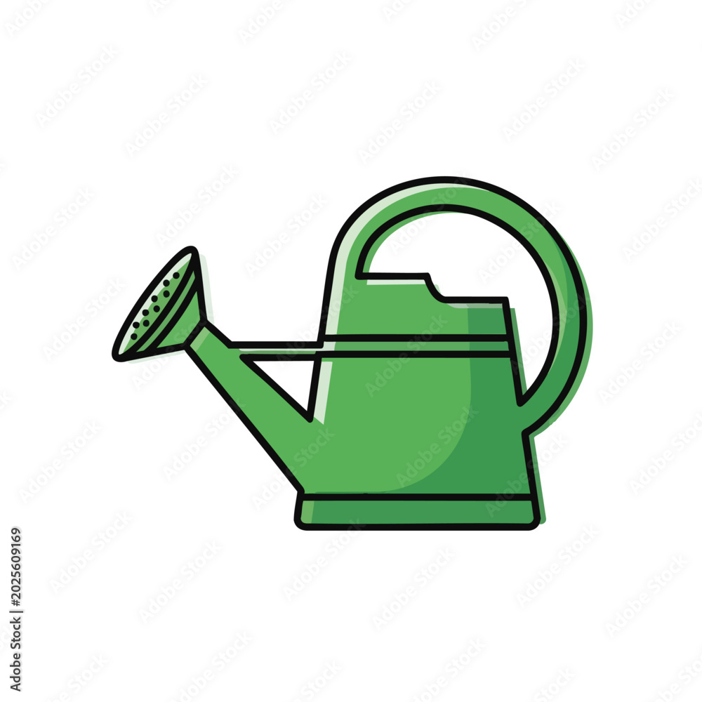 Fototapeta premium Simple green watering can icon for garden and plant care illustration.
