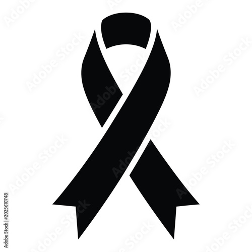 Bild auf Leinwand Black awareness ribbon symbol for support and solidarity one sentence icon