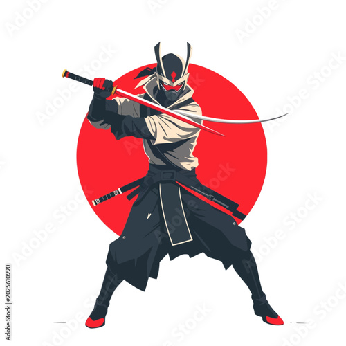 Photography Samurai Warrior in Combat Stance