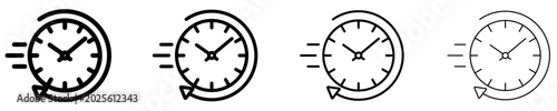 Cuadro en lienzo A set of clock line icons with a circular motion arrow and speed lines